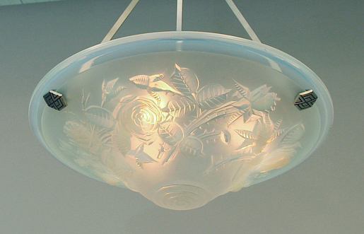 French Art Deco Antique/Vintage Glass Pressed Lighting Bowls by